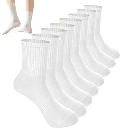 8 Pares Calcetines Deportivos para Hombre y Mujer, Calcetas Deportivas de Poliester, Calcetas Mujer Delgados de tobillo, alto ligero Calcetas calcetas largas mujer para correr, Futbol,Gym