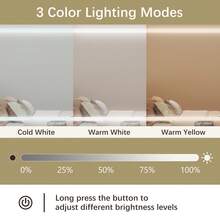 47.5" Big Modern Vanity  With Mirror And Lights, Fluted Makeup Vanity With Glass Top, Vanity Desk With 2 Drawers & Glass Cabinet, Wood Vanity With Storage Cabinet,3 Lighting Modes For Bedroom,Gift For Girls Women - Xem 3