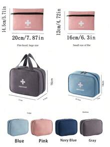 便携式急救包（带图案） - 药品收纳袋、便携式医疗包、多功能应急包、便携式旅行药品收纳袋，不含药品或其他物品，轻便耐用，适合旅行、居家使用、户外活动、邮轮旅行、暑假、露营和徒步旅行。药品收纳袋、药盒、药瓶、住院包、药品整理器、旅行必备、度假必备 - 彩色 - 查看 8