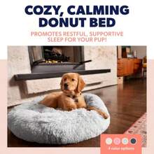 Calming Plush Dog Bed Donut Joint Support Anxiety Relief Washable Pet Bed With Removable Cover For Dogs Cats Large 36 Beige Ideal For Senior Pets And Small Breeds Provides Comfort And Stability In Homes Cars And Travel Soft Cushioning For Joint Health And Stress Reduction - 大36 - 查看 2