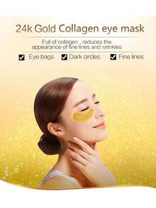 100 Parches Duo para Ojos Mascarilla de Colageno 24k oro Anti Envejecimiento - Dorado - Ver 4