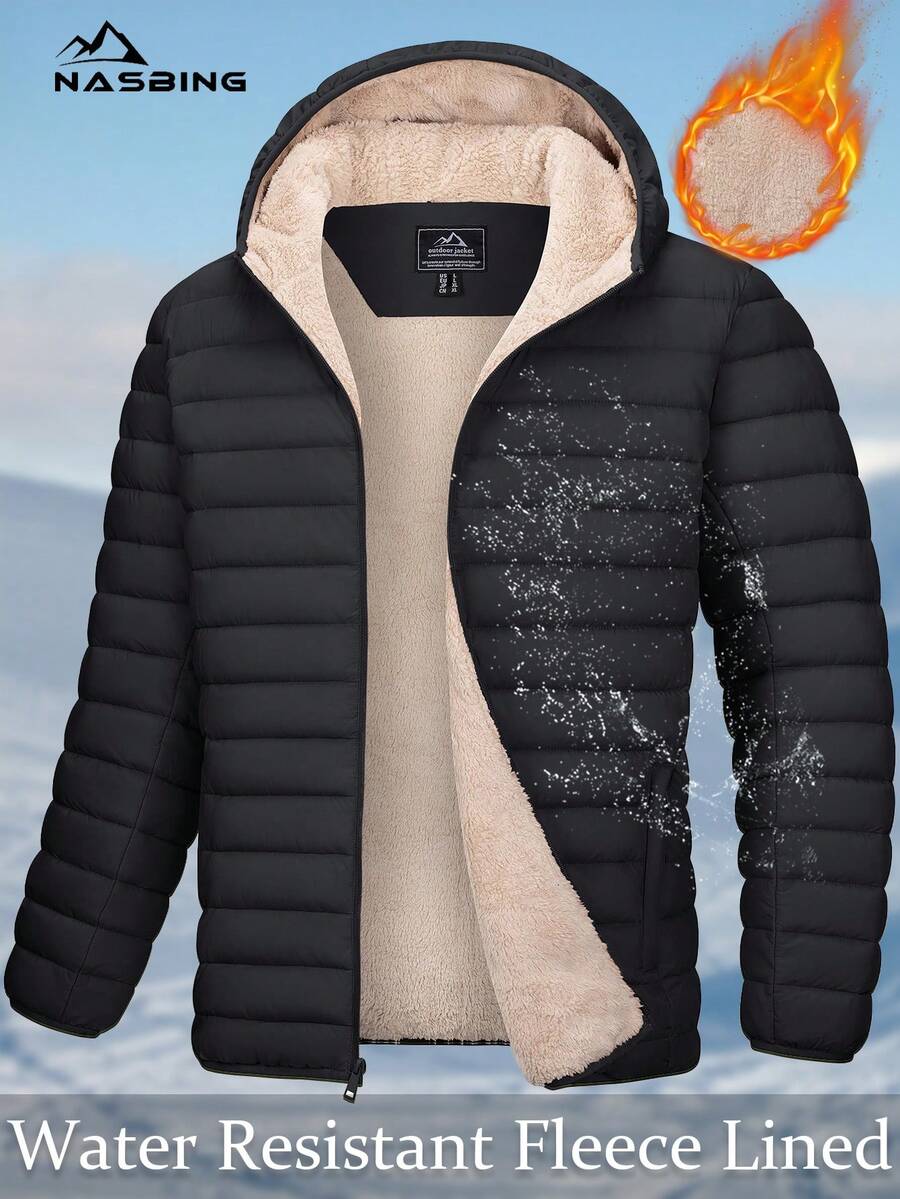 JNLN Men's Winter Warm Windbreaker Graphene Inner Waterproof Fleece Jackets Hiking Camping Climbing Skiing Thermal Rain Coat - 18