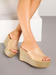 Women's Boho Wedge Sandals - Summer Casual Travel - Apricot - View 4