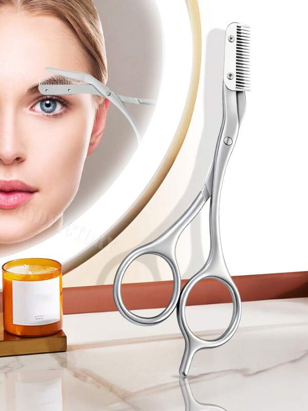 1pc Eyebrow Trimmer Scissor With Comb Eyebrow Trimmers Professional Precision Eyebrow Trimmer Stainless Steel Eyebrow Trimmer Scissors With Combs Makeup Tool