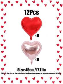 Zestaw 12 balonów w kształcie serca, 18 cali, czerwone, srebrne, różowe złoto, fioletowe balony foliowe, odpowiednie do dekoracji walentynkowych, romantycznych dekoracji, dekoracji na randkę dla par, dekoracji na przyjęcie urodzinowe - Wielokolorowe - Zobacz 9