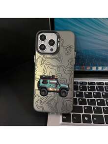 Custodia per auto fuoristrada con graffiti, compatibile con 16, 15, 14, 13, 12, 11 Pro Max, X, XR, XS Max, 8, 7 Plus, con retro opaco antiurto - Argento - Visualizzare 3