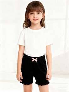 4pcs Girls' Modal Safety Shorts, Anti-Flashing, Children Shorts With Bow, Girls' Leggings - Multicolor - View 4