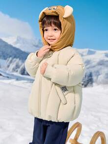Balabala Tom & Jerry Baby Boys Down Jacket, 2025 Winter Mall Edition, Warm Hooded Coat - Light Khaki - View 3