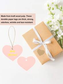 50Pcs Pink Heart Gift Tags With String, 2.56 X 2.76 Inch Blank Hanging Labels Heart Shape Paper Labels Glittery Pink Gift Tags For Baby Shower, Valentine's Day, DIY Crafts - Multicolor - View 7