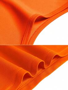 Men Solid Color Sleeveless Gym Tank Top Muscle Fit Workout Fitness Vest - Orange - View 6