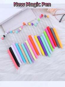 10pcs New Style Focus Beads For DIY Jewelry Making With Silicone & Pen Tool, Creative Crafts