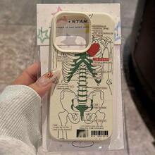 Phone Case: Human Skeleton And Heart Pattern Phone Case Compatible With  16 Pro Max,  15 Pro Max, 14/16 Plus, 15/13 Pro/12/11 - Slim TPU, Shockproof, Stylish Protective Cover With High Aesthetic Appeal,Suitable For 17 Air - trắng - Xem 2