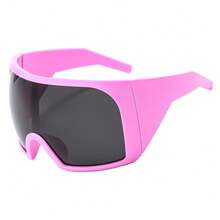 1pc Men's Fashion Sports Glasses, New Oversized Frame Face Shield Wrap-Around Futuristic Tech Style, Gift, Suitable For Glasses, Everyday Outdoor Cycling, Hiking, Sun Protection, Anti-Wind, Anti-Fog - Multicolor - View 4