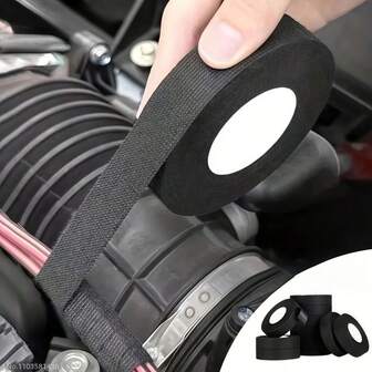 15m Black Automotive Tape, Heat Resistant Noise Reduction Flame Retardant Tape, Car Wiring Harness Protection Tape, Vehicle Wiring Insulation And Fixation, High Temperature Resistant Non-Flammable Automotive Electrical Circuit Protection Accessory, Suitable For Automotive Electrical Wiring, Engine And Exhaust System, Steel Wire Tape, Electrical Insulation Tape, Wiring Harness Tape, Heat Resistant Electrical Tape, Cloth Tape For Wiring