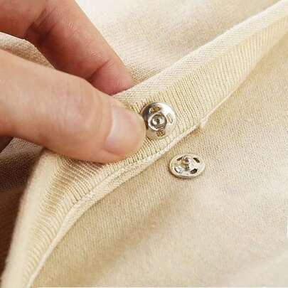 50/100 piezas - Broches a presión metálicos cosidos de 8 mm, botones invisibles para costura DIY, ropa y billeteras, en negro y plateado.