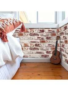 A Roll Of Wallpaper, Self-Adhesive Wallpaper With Red Bricks Of Palace Walls, Easy To Install And Remove, Durable, Suitable For Bedroom And Living Room Feature Walls, As Well As Renovation Of Cabinets And Table Cabinets, With Modern Aesthetics.