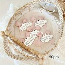 Custom Cloud Acrylic Pendant, Cloud Tag, Personalized Gift Tag, Drink Name Tag, Cloud Tag, Letter Name Tag, Custom Cloud Commemorative Coin, Chocolate Tag - Silver Cloud Pink Ribbon - View 10