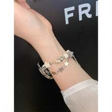 Correa de reloj de cadena de metal de concha de estrella compatible con Galaxy Watch 7/6/5/4 (40mm, 44mm, 47mm, 46mm, 41mm), Galaxy Watch 5 Pro (45mm), Galaxy Active 2, Galaxy The Watch 3 (18/20/22mm), compatible con HW Watch 5/4/3/2/1 y GT6/5/4/3/2, así como HW Watch Fit3/Fit4 y HW Band 8/9/10 NFC - Blanco - Ver 12