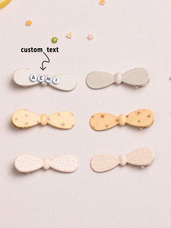 1pc Customized Children's Hair Accessories & Styling Tools, Personalized Name Hair Clips For Girls, White/Yellow Bow Hair Clips, Cute Chalkboard Bow Hair Clips, Suitable As Gifts For Friends, Colorful Butterfly Hair Clips, Adorable, Funny, Kawaii, Y2K Fashion, Unisex, Customized, Unique, Ideal Gift For Boyfriend, Girlfriend, Family, Elegant &