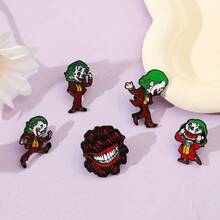 Warner Bros 1/5 Pcs Cartoon Anime Brooch Set Personalized The Joker Character Shaped Enamel Pin Metal Badge Jewelry Clothing Backpack Accessories Gift For Friends - One Size - View 9