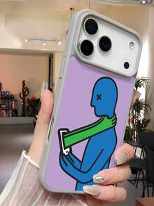 For IPhone 17ProMax 17Air 17 17pro Magnetic Case Blue Figure With Phone's Arm Abstract Satirical Vibe Phone Case Anti-Slip  Design Shockproof&Scratch-Resistant Full Protective Phone Cover For IPhone 16 15 14 13 12 11 ProMax Plus Pro X/XS Xsmax For Samsung For Galaxy S22 S23 S24 S25 Plus Ultra FE Case For Women Men - White - View 9