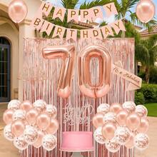 70Th Birthday Decorations For Women, Rose Gold 70Th Birthday Banner, Crown, Sash, Cake Topper And Number Balloon, Happy 70Th Birthday Party Decorations, 70Th Birthday Gifts For Women Decorations - Trending, Best Seller, New Arrival, Party Supplies, Elegant Decor, Party Decoration, Wedding & Birthday - Multicolor - Ver 1