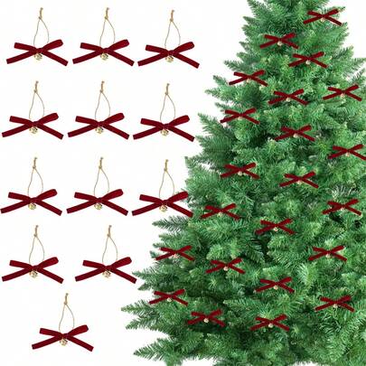 Adornos navideños de terciopelo con forma de lazo, adornos clásicos de campana, elegantes decoraciones colgantes para el hogar