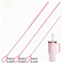 Silicone Straw Cleaner Brush, Reusable Straw Brush Extra Long For Cleaning Glass Metal Smoothie Straws And Straw Cups, Non-Slip Handle Soft And Bendable,
