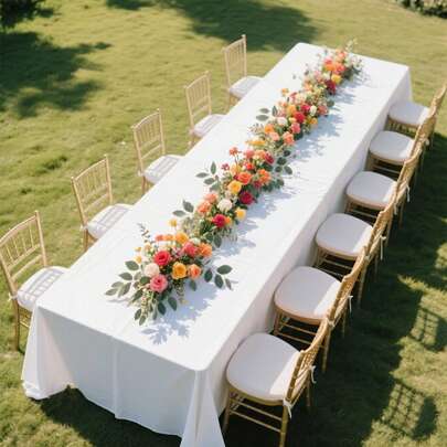 1pc White Square Tablecloth, Suitable For Family Gatherings, Romantic Weddings, Friends Parties, Restaurants, Outdoor Events, Versatile For Any Occasion