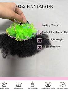 2 SET/PACK Kids Hair Buns Kids Afro Puff Soft Hair Marley Kinky Bulk For Hair Girl With Elastic - Natural Black - View 5