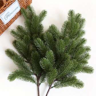 4pcs 18.9inch Large Artificial Pine Needles Branches Artificial Pine Branches Vase Filler Branches Green Plants Pine Picks And Stems Crafts Vase DIY Wreath Maintenance-Free Winter Arrangement Suitable For Home Room Seasonal Decor