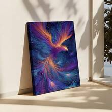 2D Flat Printing, 1pc, A Magnificent Phoenix With Fiery Orange Purple And Blue Plumage Soars Through Starry Night Sky Surrounded By Golden Sparkles, Canvas Wall Art For Living Room, Bathroom Wall Art Bedroom Framed Wall Art Poster Art Prints Ready To Hang Pictures Home Decorations Wall Decor For Office - Nhiều màu - Xem 4