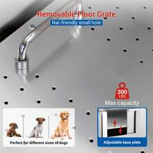 50'' Plateado Tina de Baño Profesional para Perros con Escalera Retráctil de Acero Inoxidable Bañera para Mascotas Puerta Izquierda para Perros Pequeños y Grandes - Plateado - Ver 4