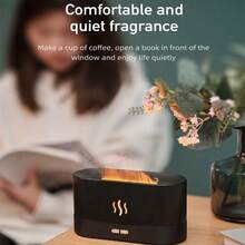 Simulated Flame Seven-Color Humidifier. USB Humidifier, Rechargeable And Plug-In Dual-Use Humidifier. Aroma Diffuser. Essential Oil Aroma Diffuser. Desktop Air Humidifier. Features Built-In Seven-Color Ambient Light And Aromatherapy Function. Adjustable Lighting, Night Light. Suitable For Home/Office/Bedroom/Dormitory. Ideal Gift For Christmas/Birthday/Date.  Desktop, Live Streaming, Home Use, Personalized E-Sports Aromatherapy, Integrated Small Seven-Color Dynamic Pickup Ambient Light, Portable Rechargeable Air Humidifier In A Rechargeable Cart. - 黑色 - 查看 10