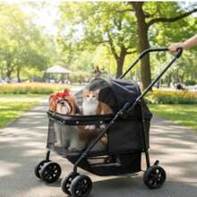 Pet Dog And Cat Transport Cart - Transports Up To 12kg. - 黑色 - 查看 3