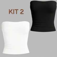5-Piece Set: Women's Strapless Tube Top With Lining, Bustier Style, Basic Blogger Fashion, One Size - KIT 2 Peças-1 - View 1