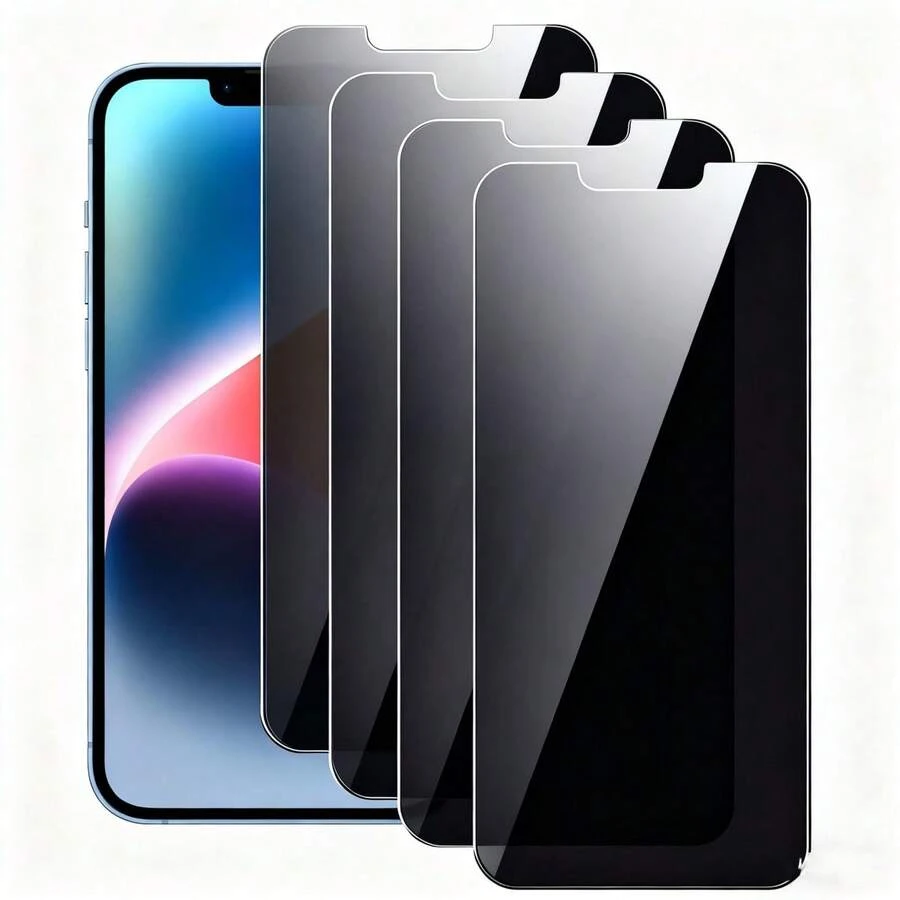 4PCS Anti-Spy Privacy Smartphone Screen Protector Scratch Resistant Tempered Glass Full Coverage Glass Flim Compatible With IPhone17 16 15 14 13 12 11 Pro Max XR X XS Max Plus Anti-Fingerprint Phone Protective Anti Spy Glass Mobile Screen Protector Film