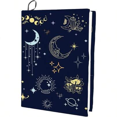 Tarot Stretchable Book Cover Divination Elements Moon Moth Washable Reusable Large Nylon Book Protector Elastic Notebook Wraps Suitable Most Hardcover Books