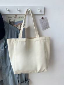 3/1pc Canvas Tote Bag, Annual Party Carry Gift Bag, DIY Design, Minimalist Elegant, Bridesmaid Wedding Gift Bag, Cosmetic Bag, Travel Organizer Bag, Large Capacity Travel Makeup Bag - Multicolor - View 8