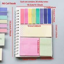 60 Sheets/1 Notebook, A6 Spiral Bound, Each Set Includes 20 Sticky Notes, Multi-Functional, Suitable For Students - one-size - View 11