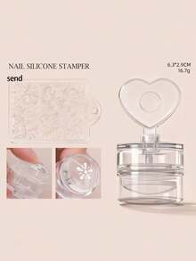 1个心形花朵可擦拭美甲印章，心形花朵高透明硅胶印章，法式印花钢板转印工具，美甲用品，美甲工具 - 彩色 - 查看 5
