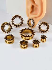 1 pieza Túnel de oreja con espiga y tornillo de bloqueo de acero inoxidable, expansores de oreja con colmillos, perforación corporal punk, joyería corporal de 8MM-25MM - Como se muestra en la imagen - Ver 14