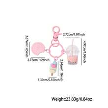 Sweet Pink Ice Cream & Bubble Tea Keychain Set - Cute Biscuit Keyrings For Girls Girl Handbag Purse Jewelry Friendship Gift - White - View 8