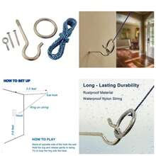 Hook And Ring Toss Game - Kit Swing Game - Ring Toss Game Set With String And Hooks OutdoorIndoor - Blue 1 - View 1