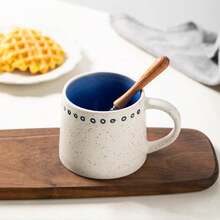 1 Set Simple Style Cup, Saucer & Spoon, Retro Japanese Ceramic Mug, Large Capacity Ceramic Water Cup, Women Office Coffee Cup, Breakfast Cup, Milk Cup, Minimalist Mug, Creative Ceramic Cup, Home/Office/Dorm Use - Multicolor - View 1