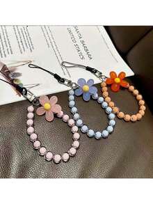 1件创意挂链手机壳链挂环女孩马卡龙INS风配饰串珠DIY手链贴纸挂件可爱创意挂绳钥匙扣水晶CCD手工吊坠 - 彩色 - 查看 9