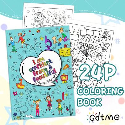GDTME Deluxe Thick Hopscotch Girls I Am Confident Brave & Beautiful Inspirational Coloring Books, A4 Size 24 Pages, Positive Affirmation Coloring Book With Hand-Drawn Motivational Texts And Artwork, High-Quality Coloring Book, Best Gift For Christmas, New Year And Other Holidays/Birthdays