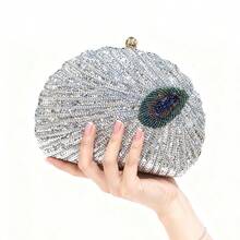 Bolso bordado con cuentas al estilo chino retro, bolso de lentejuelas para cena o evento elegante - Plateado - Ver 2