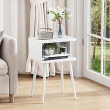 White Nightd Set Of 2 Small Bed Side Table For Small Spaces Mid Century Modern Nightd End Table With Open Storage Side Table For Bedroom Living Room Z20W2 - 白色 - 查看 6