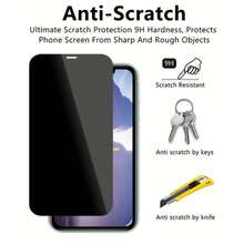 6片装防窥隐私智能手机屏幕保护膜,防刮钢化玻璃,全覆盖,兼容 17/16/15/14/13/12/11 Pro Max/XR/X/XS Max Plus,防指纹手机保护膜,防窥屏手机屏幕保护膜 - 黑色-6PCS - 查看 6